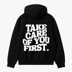 Black Hoodie with White Text